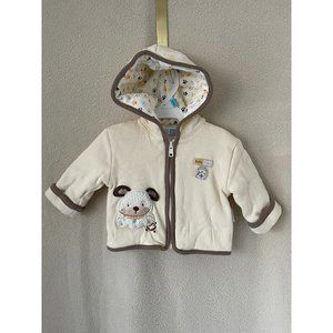 Petite Bears Cream Baby Puppy Ribbed Zip Front Jacket  - 6/9M